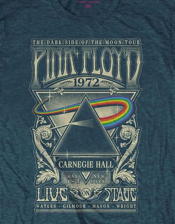 Pink Floyd T Shirt Carnegie Hall Live Poster Official Mens Denim Blue