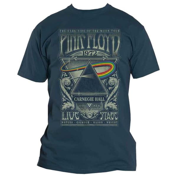 Pink Floyd T Shirt Carnegie Hall Live Poster Official Mens Denim Blue