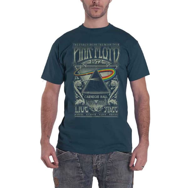 Pink Floyd T Shirt Carnegie Hall Live Poster Official Mens Denim Blue Blue S