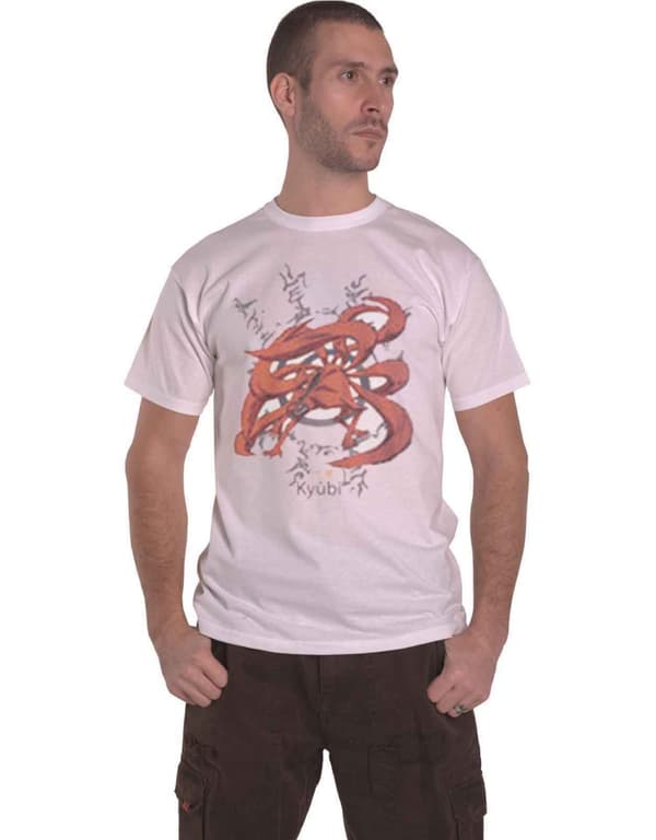 Naruto T Shirt Kyubi Logo Official Manga Mens White