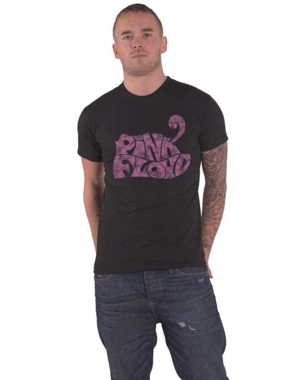 Pink Floyd T Shirt Vintage Swirl Band Logo Official Mens Black