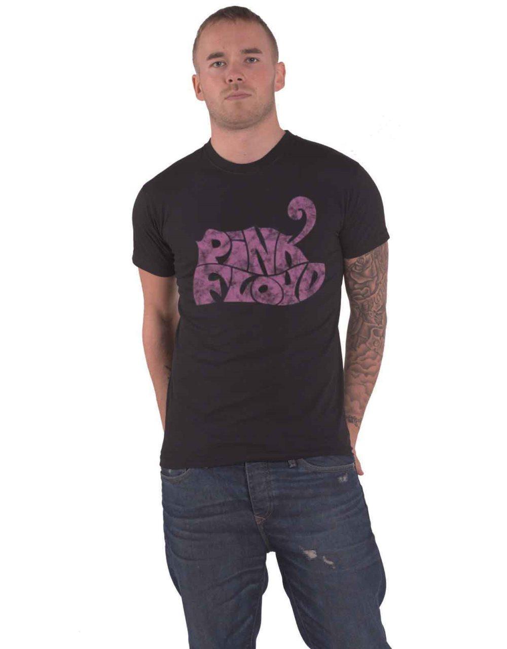 Pink Floyd T Shirt Vintage Swirl Band Logo Official Mens Black