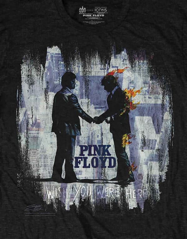 Pink Floyd T Shirt Wish You Were Here Painting Band Logo Official Mens Black