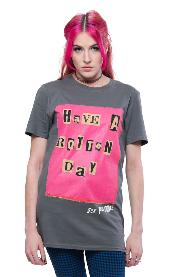 The Sex Pistols T Shirt Have a Rotten Day Official Unisex Charcoal Grey Charcoal S
