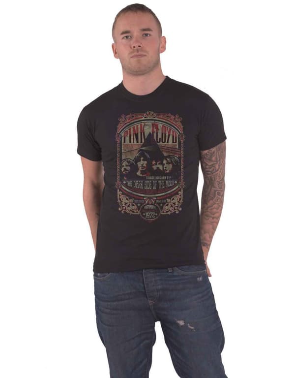 Pink Floyd T Shirt Portsmouth 1972 Band Logo Official Mens Black