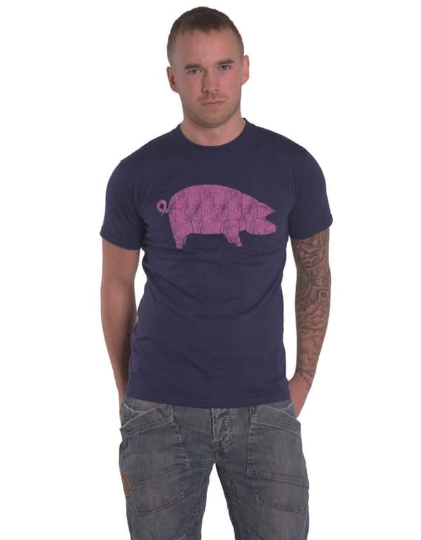 Pink Floyd T Shirt AWBDG Band Logo Official Mens Navy Blue Navy M