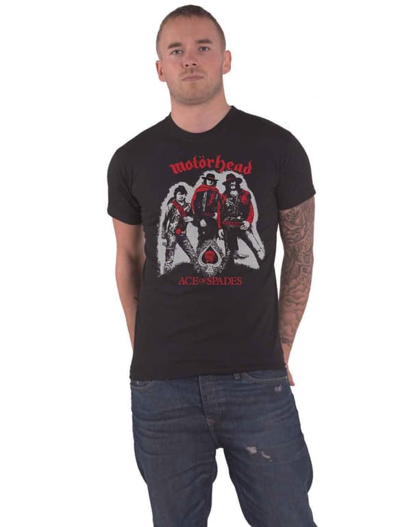 Motorhead T Shirt Ace of Spades Cowboys Band Logo Official Mens Black