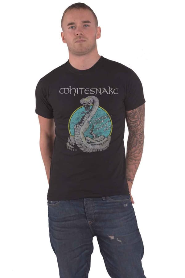 Whitesnake T Shirt Circle Snake Band Logo Official Mens Black