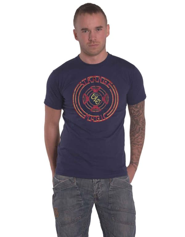 ELO T Shirt Strange Magic Band Logo Official Mens Navy Blue Navy S