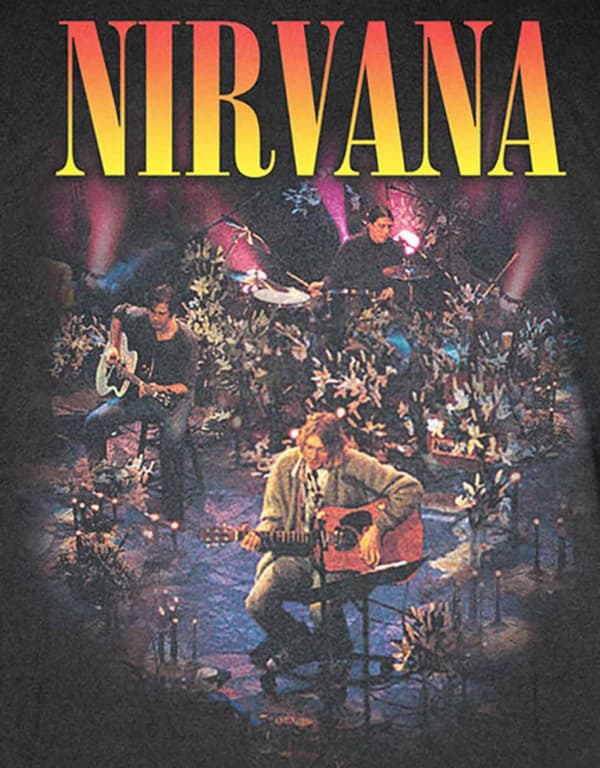 Nirvana T Shirt Unplugged Photo Band Logo Official Mens Black