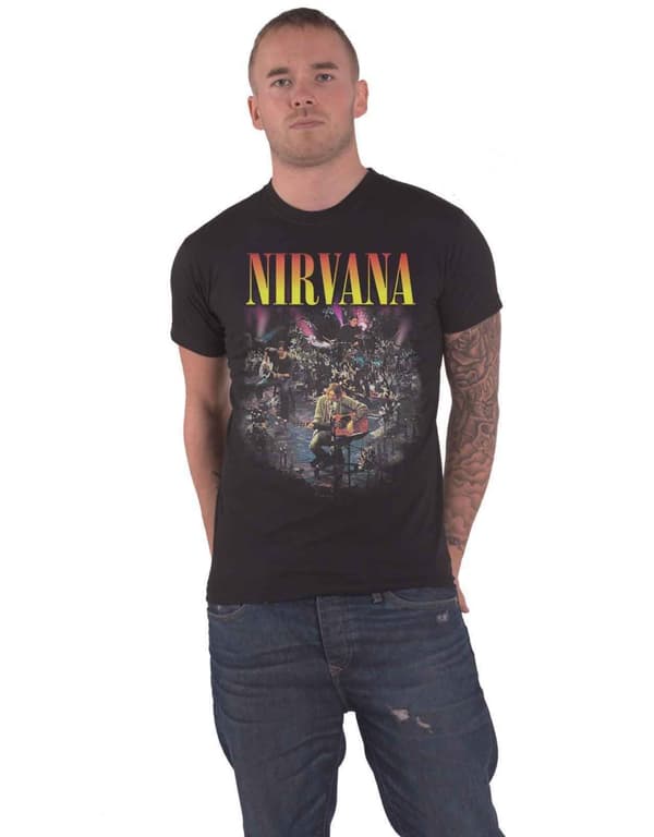 Nirvana T Shirt Unplugged Photo Band Logo Official Mens Black