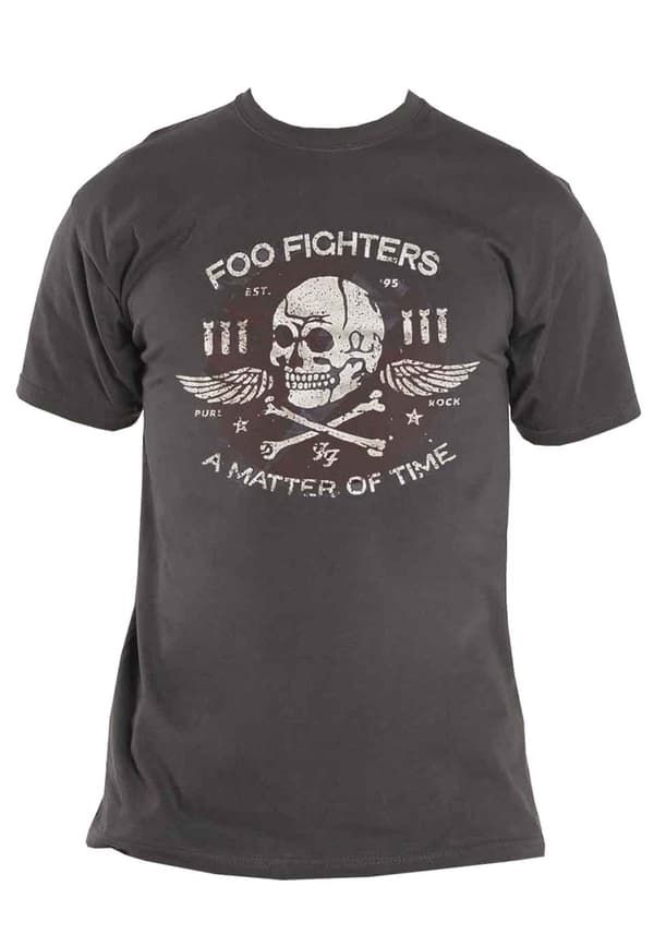 Foo Fighters T Shirt Matter Of Time Band Logo Official Mens Grey