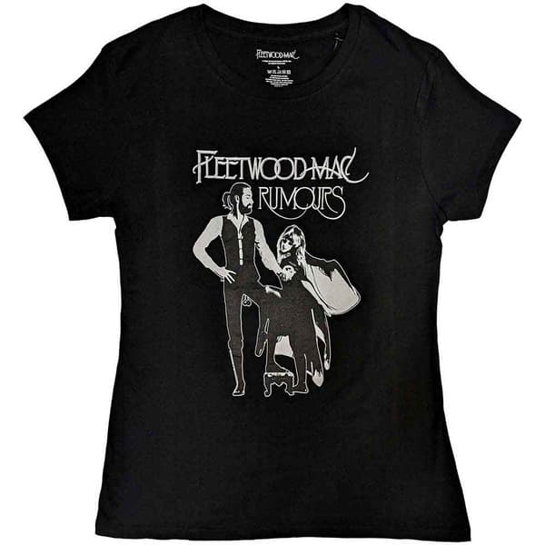 Fleetwood Mac T Shirt Rumours Band Logo Official Womens Skinny Fit Black