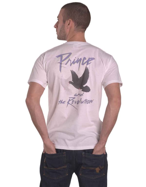 Prince T Shirt Faces and Doves Logo Official Mens White