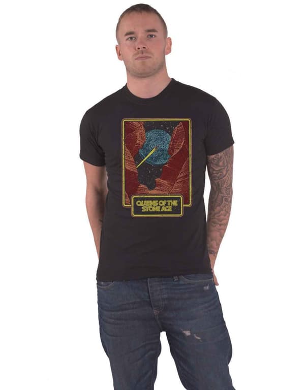 Queens Of The Stone Age T Shirt Canyon Band Logo Official Mens Black