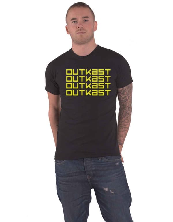Outkast T Shirt Logo Repeat Official Mens Black Black L