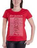 Miniatyrbild 1 av 4: Joy Division T Shirt Unknown Pleasures Official Womens Skinny Fit Red