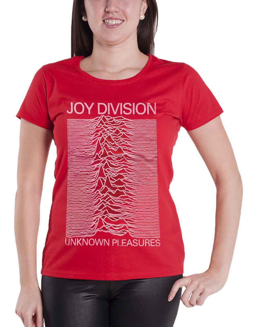 Joy Division T Shirt Unknown Pleasures Official Womens Skinny Fit Red