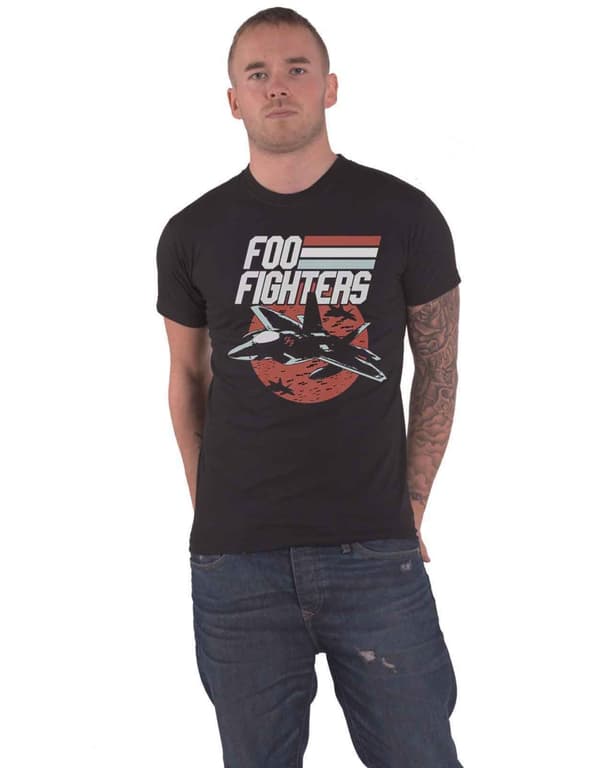 Foo Fighters T Shirt Jets Band Logo Official Mens Black Black M