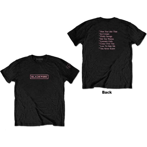 BlackPink T Shirt The Album Tracklist Logo Official Unisex Black