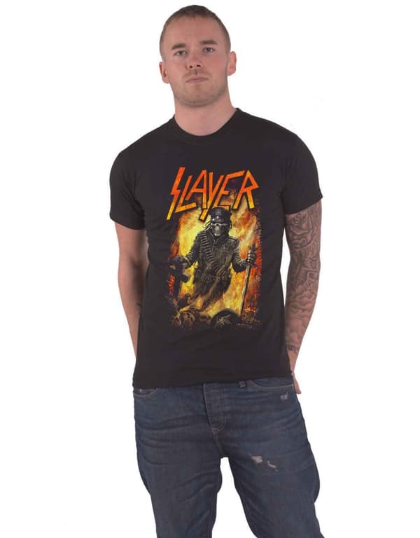 Slayer T Shirt Aftermath Band Logo Official Mens Black Black M