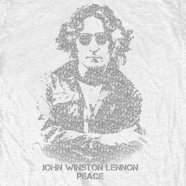 John Lennon T Shirt Peace Symbol Portrait Logo Official Mens White