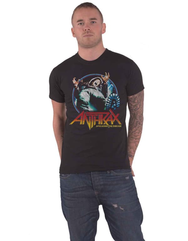 Anthrax T Shirt Spreading the Disease Vignette Logo Official Mens Black
