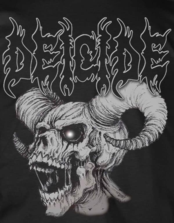 Deicide T Shirt Skull Horns Band Logo Official Mens Black