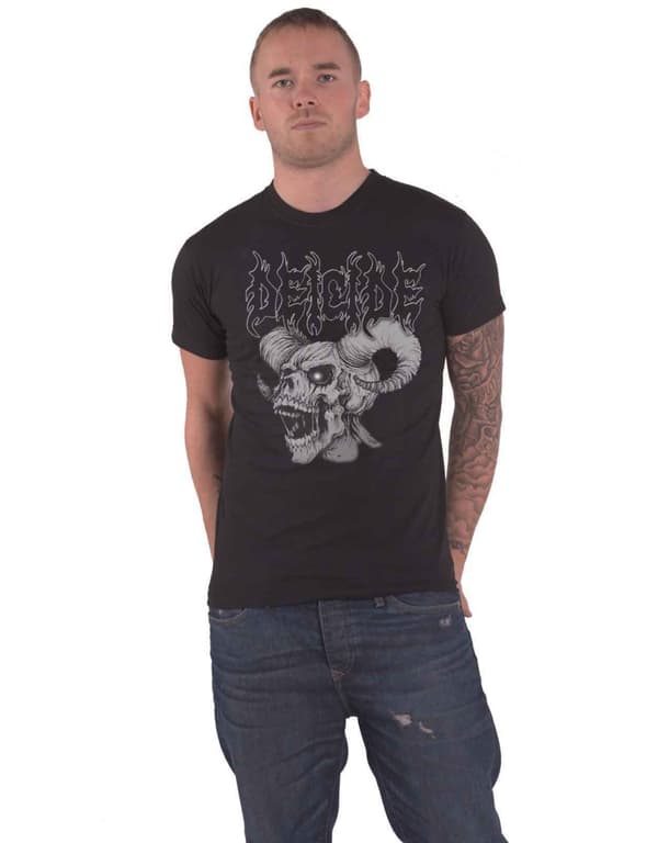 Deicide T Shirt Skull Horns Band Logo Official Mens Black