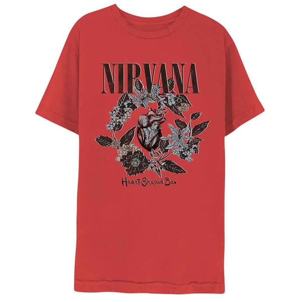 Nirvana T Shirt Heart Shaped Box Band Logo Official Unisex Red