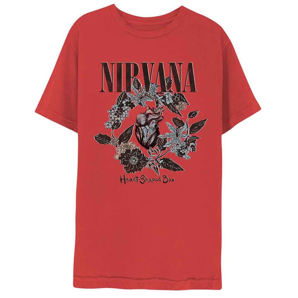 Nirvana T Shirt Heart Shaped Box Band Logo Official Mens Red