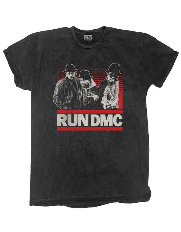 Run DMC T Shirt Gradient Bars Logo Official Dip Dye on Black Unisex