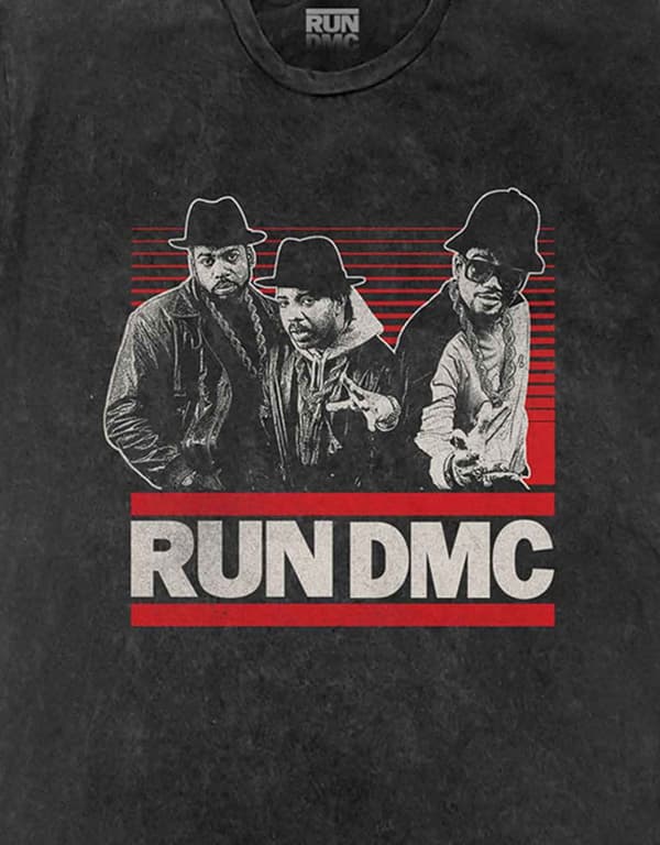 Run DMC T Shirt Gradient Bars Logo Official Dip Dye on Black Unisex