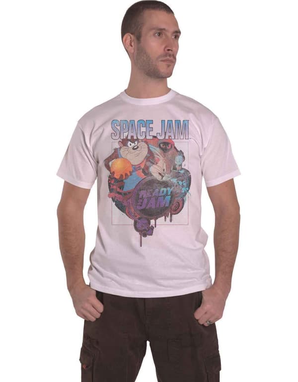 Space Jam T Shirt Ready 2 Logo Jam Official Mens White