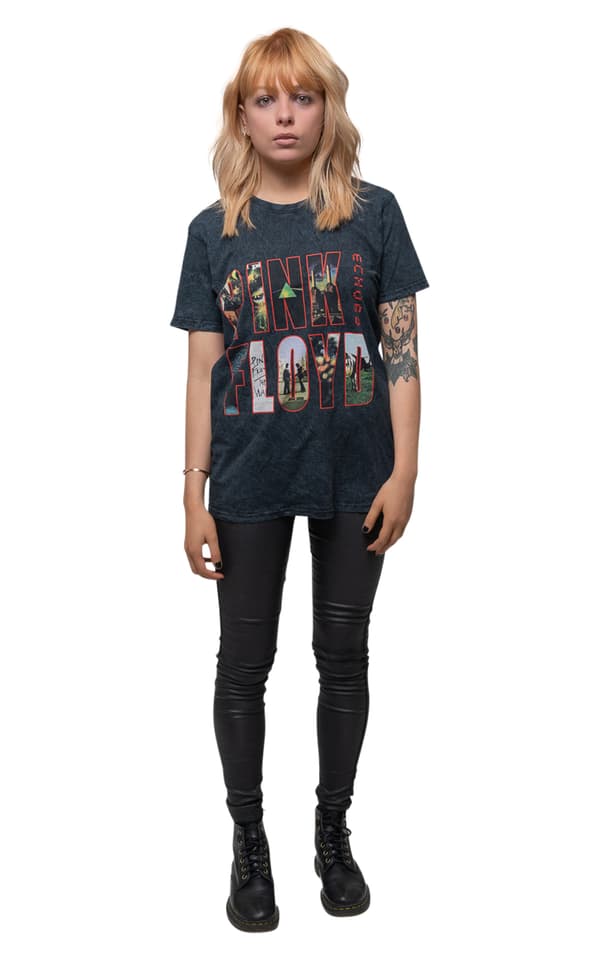Pink Floyd T Shirt Echoes Album Montage Logo Official Dip Dye on Black Unisex
