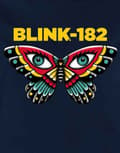 Miniatyrbild 2 av 3: Blink 182 T Shirt Butterfly Band Logo Official Womens Skinny Fit Blue