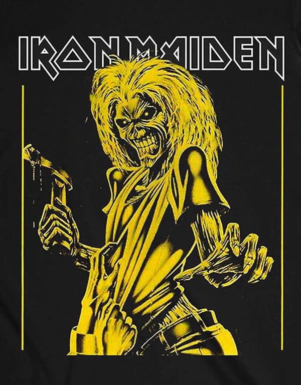 Iron Maiden T Shirt Yellow Flyer Band Logo Official Mens S