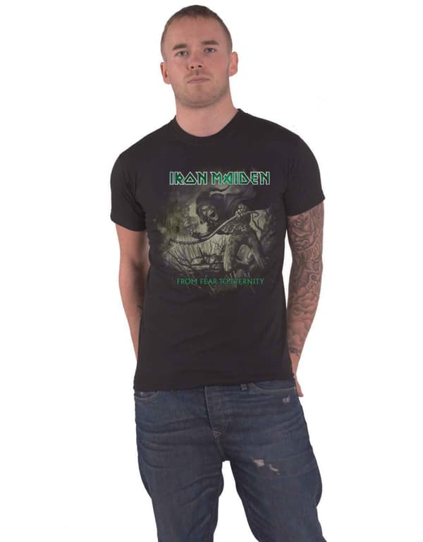 Iron Maiden T Shirt From Fear To Eternity Distressed Logo Official Mens Black Black XL