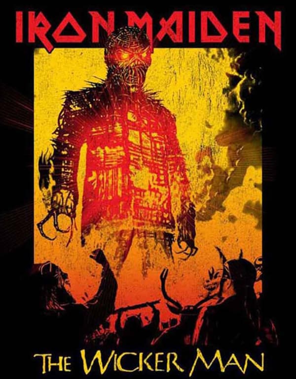 Iron Maiden T Shirt The Wicker Man Fire Band Logo Official Mens Black