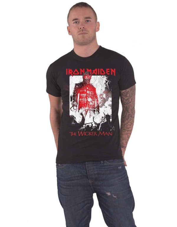 Iron Maiden T Shirt The Wicker Man Smoke Band Logo Official Mens Black