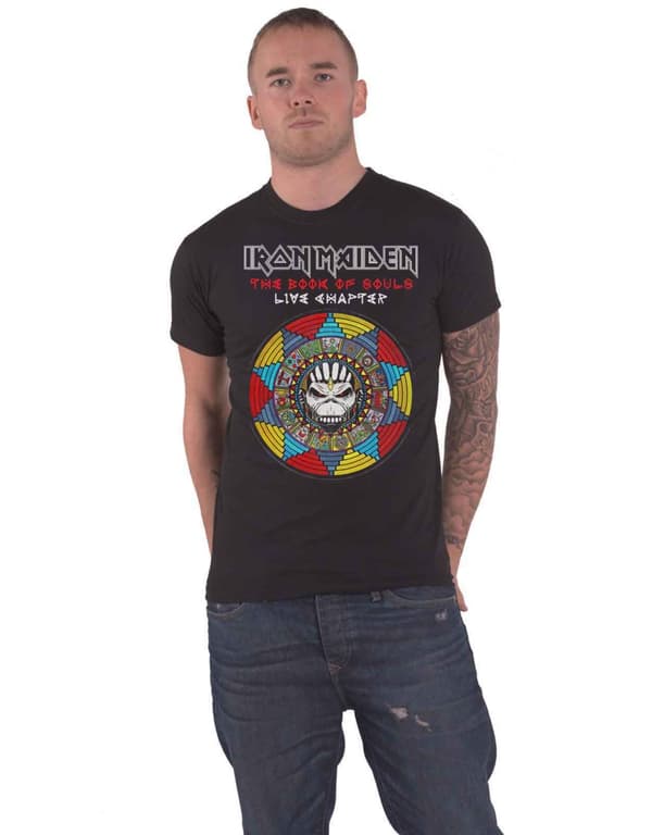 Iron Maiden T Shirt Book of Souls Live Chapter Band Logo Official Mens Black S