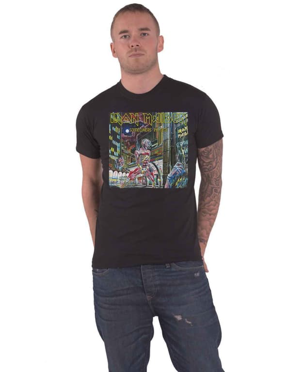 Iron Maiden T Shirt Somewhere in Time Box Band Logo Official Mens Black M