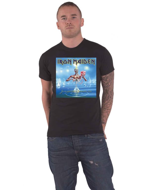 Iron Maiden T Shirt Seventh Son Box Band Logo Official Mens Black Black XL