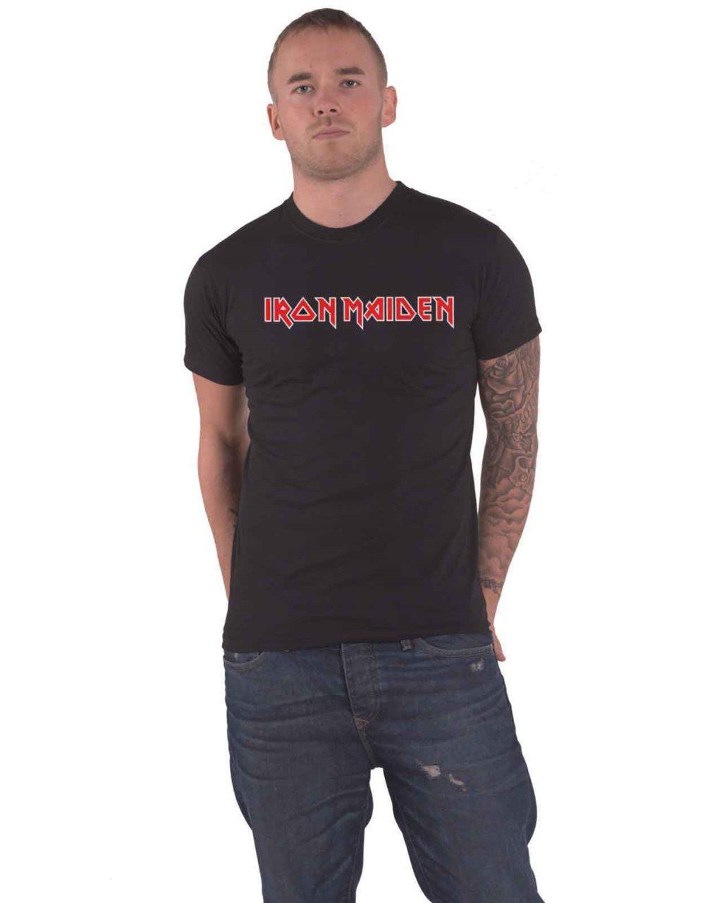 Iron Maiden T Shirt Classic Band Logo Official Mens Black
