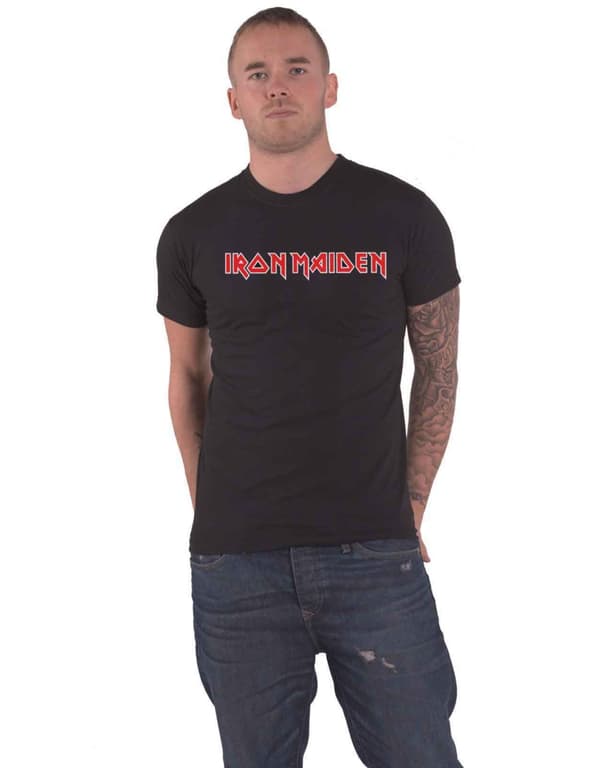 Iron Maiden T Shirt Classic Band Logo Official Mens Black L