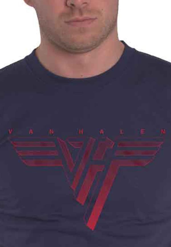 Van Halen T Shirt Classic Red Band Logo Official Mens Navy Blue