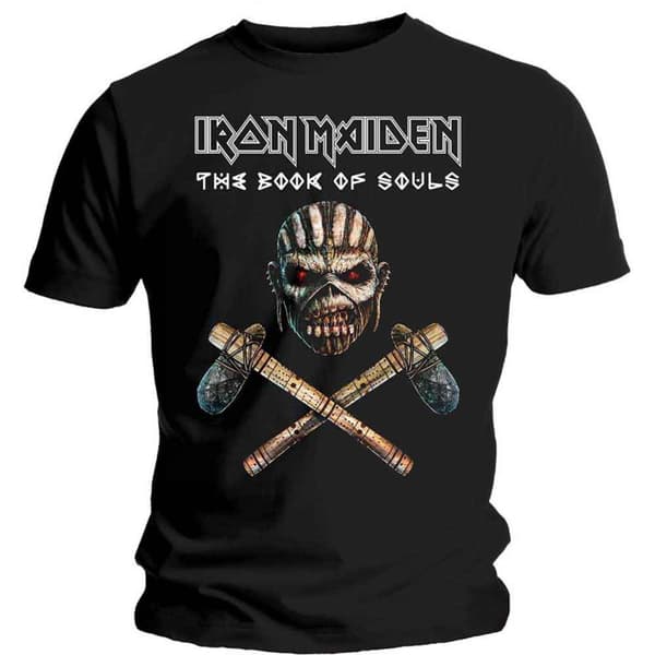 Iron Maiden T Shirt Axe Colour Band Logo Official Mens Black