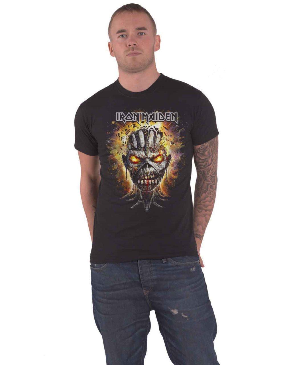Iron Maiden T Shirt Eddie Exploding Head Band Logo Official Mens Black