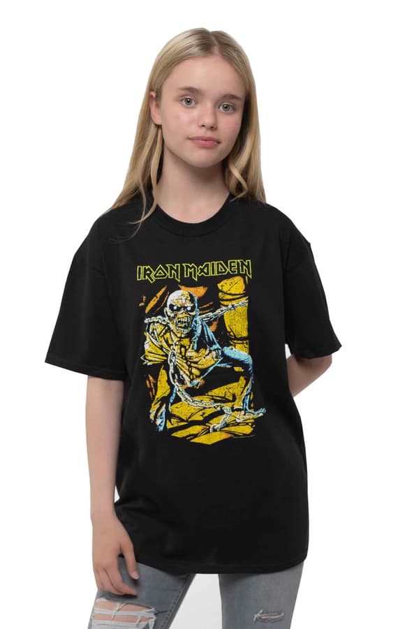Iron Maiden Kids T Shirt Piece of Mind Official Black Ages 5-13 yrs Black X-Large (11/12 Yrs)