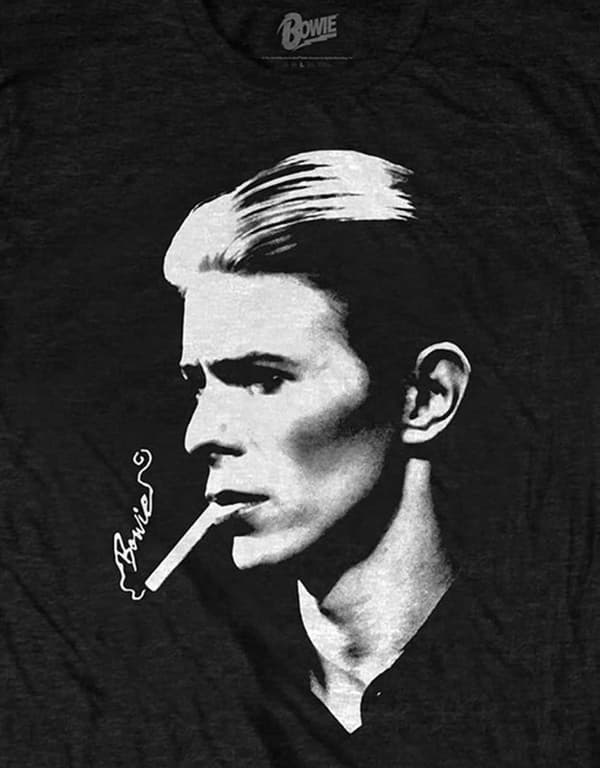 David Bowie T Shirt Smoke Side profile Official Mens Black